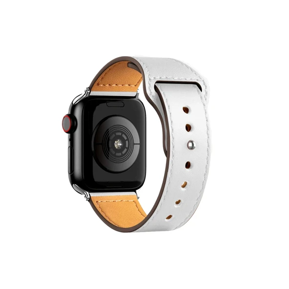 Apple Watch 38mm Uyumlu Kr415 Luaz Deri Kordon (saat Değildir) - Beyaz ürün görseli 1