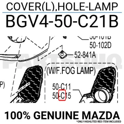 Mazda 3 2012-2013 Ön Sis Lamba Kapağı Delikli Hatchback Sol (Oem No: Bgv4-50-C21B) ürün görseli 1