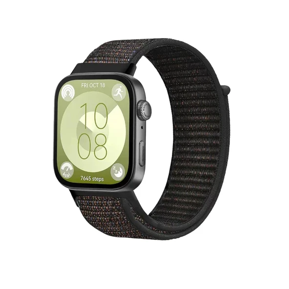 Huawei Fit 4 Hasırlı Cırtcırtlı Kordon (saat Değildir) - Siyah ürün görseli 1