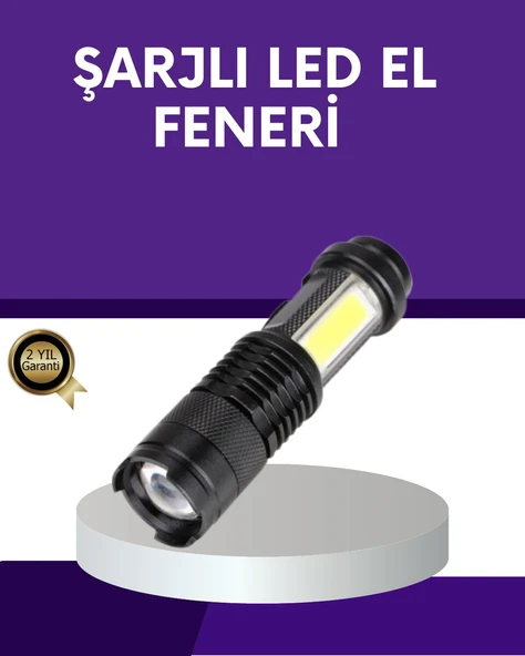 Şarjlı Mini LED El Feneri 2000 Lümen Su Geçirmez ürün görseli 1