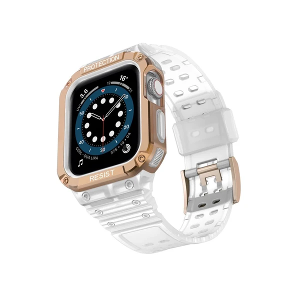 Apple Watch 42mm Uyumlu Kr401 Silikon Kordon (saat Değildir) - Beyaz-rose ürün görseli 1