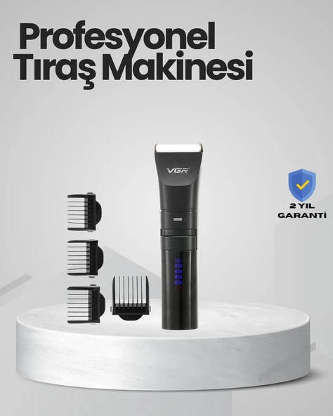 Şarjlı Tıraş Makinesi –Dijital Ekranlı, Hızlı Şarjlı, Profesyonel Kesim Seti ürün görseli 1