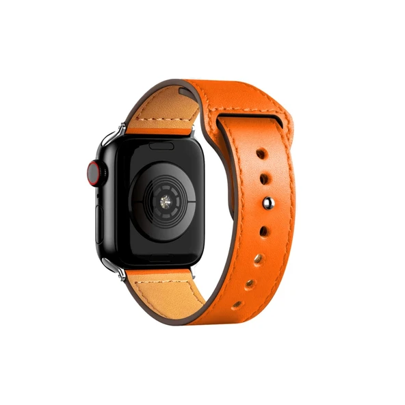 Apple Watch 38mm Uyumlu Kr415 Luaz Deri Kordon (saat Değildir) - Turuncu ürün görseli 1
