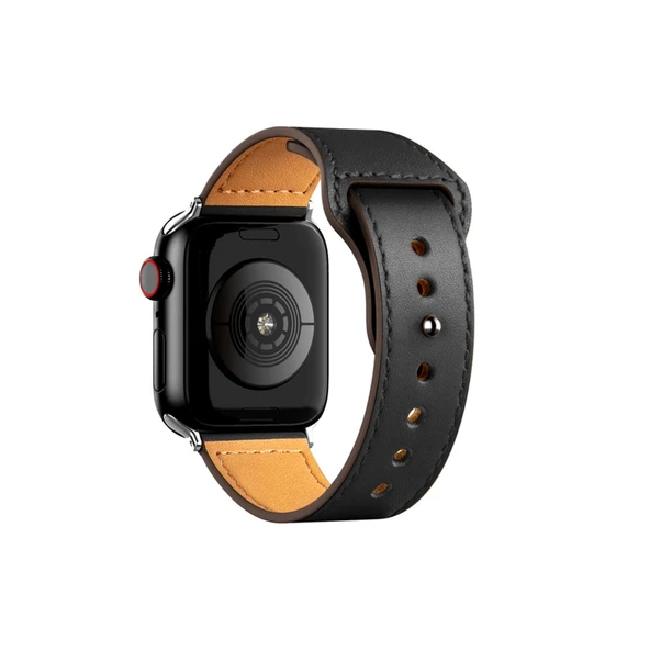 Apple Watch 38mm Uyumlu Kr415 Luaz Deri Kordon (saat Değildir) - Siyah ürün görseli 1