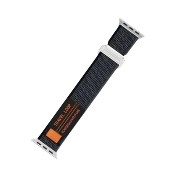 Apple Watch 42mm Uyumlu Alice Kumaş Kordon (saat Değildir) - Siyah-gri ürün görseli 1