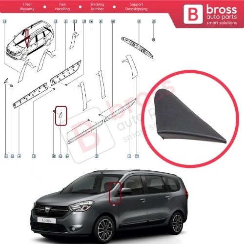 Dacia Lodgy - Dokker (2011 Yılında Çıkan Kasa) - Dış Ayna Plastığı Sol (Oem No: 638756739R) ürün görseli 1