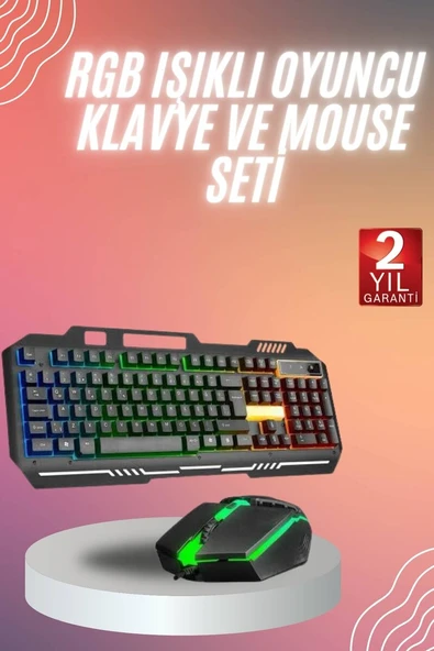 RGB Işıklı   Klavye Q Klavye Mouse Hediyeli ürün görseli 1