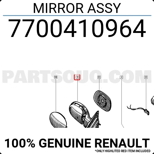 Renault Laguna 1993-2001 Dış Ayna Manuel Sağ (Oem No: 7700410964) ürün görseli 1