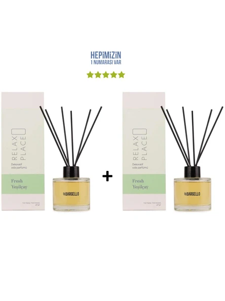 2x Yeşil Çay Dekoratif Ortam Kokusu 120 ml Relax Place - Bambu Çubuklu ürün görseli 1