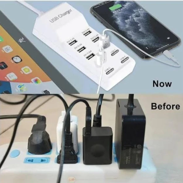 USB şarj cihazı çoklu, 10'lu USB hızlı şarj istasyonu Hub çoklu USB ürün görseli 1