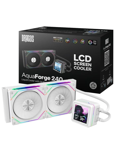 Dragos Aquaforge V2 240MM Beyaz Argb LCD Ekranlı Işlemci Sıvı Soğutucu ürün görseli 1