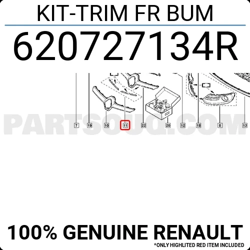 Renault Megane Ön Panjur Bandı Nikelaj Set 2013- (Oem No:  620727134R) ürün görseli 1