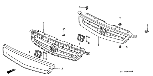 Honda Civic 1995-1999 Ön Panjur Siyah Çerçeve Hatcback (Oem No: 71121S03000Zc) ürün görseli 1