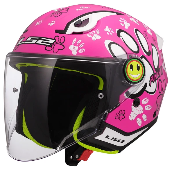 LS2 Funny 2 Paws Pembe Çocuk Motosiklet Kaskı ürün görseli 1