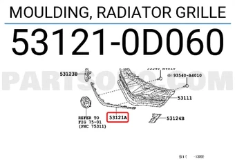 Toyota Yaris Ön Panjur Bandı Nikelaj 2011- (Oem No:  531210D060) ürün görseli 1