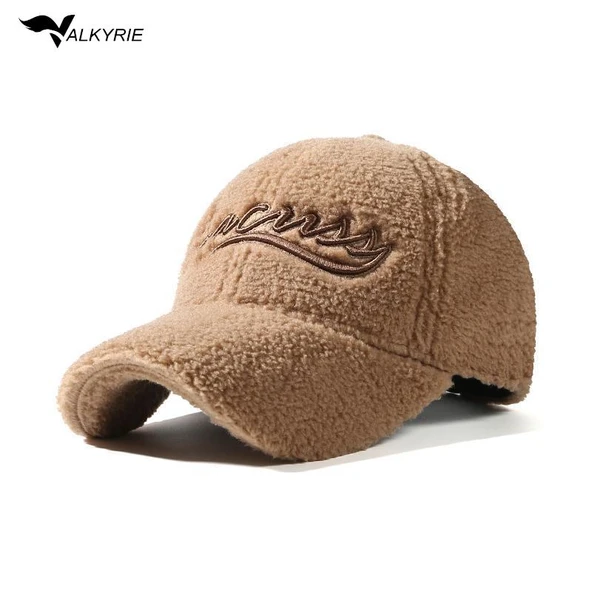 Valkyrie Peluş Şapka Kadın Erkek Unisex Kışlık Şapka Nakışlı Ayarlanabilir Teddy Şapka Açık Kahve ürün görseli 1