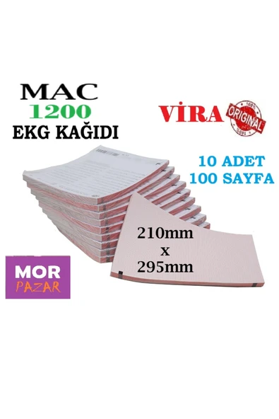 Mac 1200 Ekg Cihazı Kağıdı 210mm x 295mm Z Katlama A4 - 10 Adet 100 Sayfa ürün görseli 1