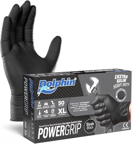 PTTAVM: Dolphin Nitril PowerGrip Ekstra Kalın Elmas Dokulu Eldiven