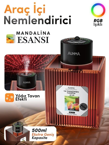 Auhma AF-09 Araç İçi Hava Nemlendirici & Koku Makinesi Chanel Esansı – 500ml Aromaterapi Difüzör + RGB Işıklı ürün görseli 1