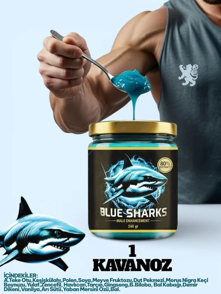 Blue Sharks Anzeli Ballı Karışık Bitkisel Macun Güç ve Mavi Yengeç Yaban Mersini Özü Ginsengli Multivitamin 240 gr ürün görseli 1
