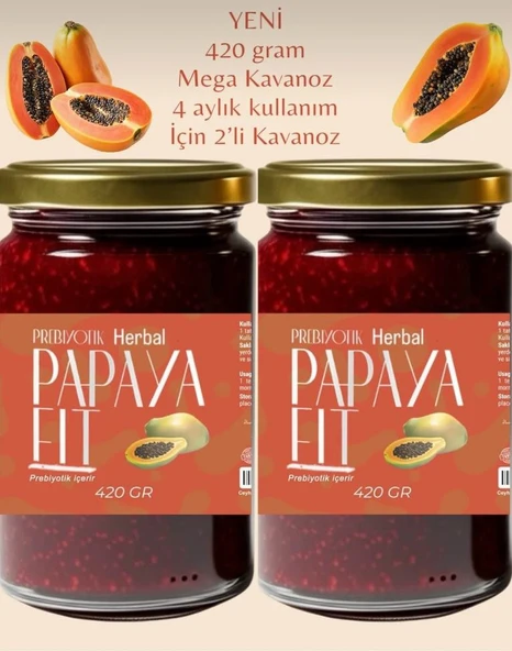 2 Kavanoz Papaya Fit Biberiyeli Bitkisel Macun 2x420 gr (4 Aylık Kullanım) ürün görseli 1