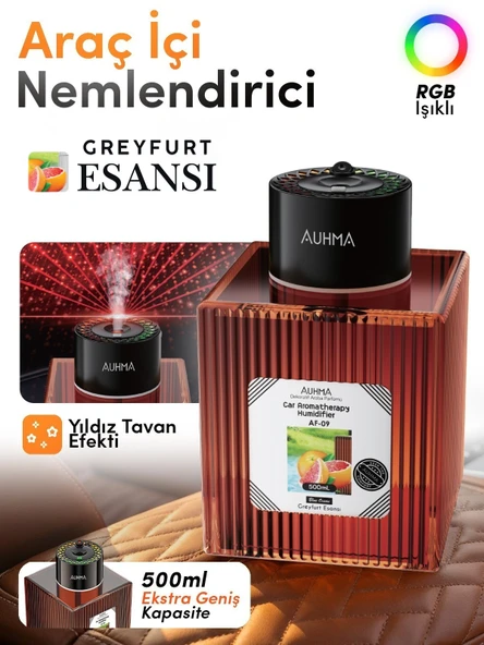 Auhma AF-09 Araç İçi Hava Nemlendirici & Koku Makinesi Blue Ocean Esansı – 500ml Aromaterapi Difüzör + RGB Işıklı ürün görseli 1