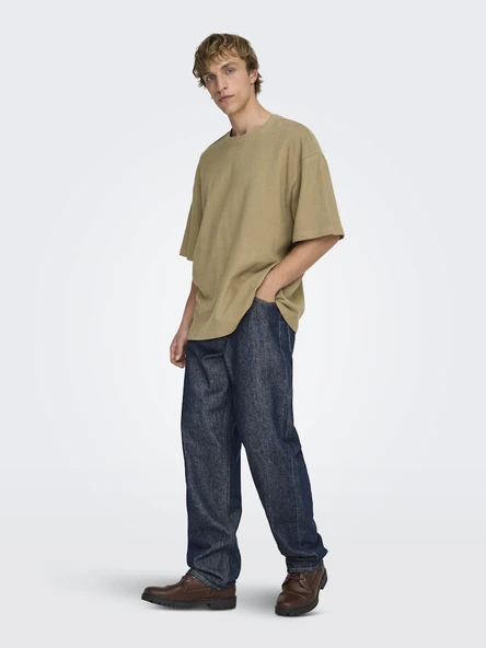Only & Sons   ONSLENNY OVZ SS STRCT TEE NOOS Erkek Kahverengi T-Shirt - 22036392 ürün görseli 1