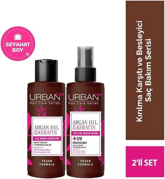 URBAN Care Şampuan 100 ml + Sıvı Saç Kremi 100 ml Argan Yağı & Keratin 2 li Set ürün görseli 1