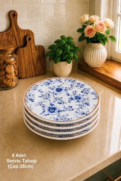 Blossom 4 Parça Seramik Servis Tabağı Takımı - Çap:26cm ürün görseli 1