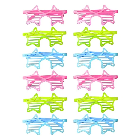 Retro Neon Fosforlu Yıldız Panjur Gözlük - 12 Adet ürün görseli 1
