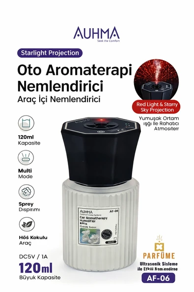 Auhma AF-06 Araç İçi Hava Nemlendirici & Koku Makinesi Ebony Esansı – 120ml Aromaterapi Difüzör Araç Kokusu ürün görseli 1