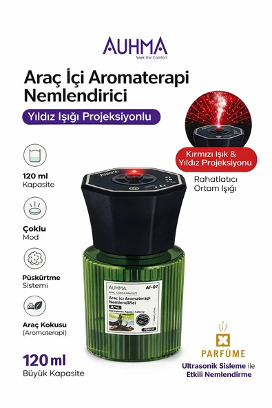 Auhma AF-07 Araç İçi Hava Nemlendirici & Koku Makinesi Ebony Esansı – 120ml Aromaterapi Difüzör Araç Kokusu ürün görseli 1