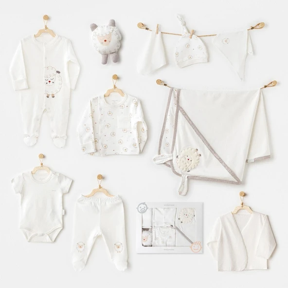 AC25561 Newborn Set Tinny Ships 10'Lu Hastane Çıkışı Ekru ürün görseli 1