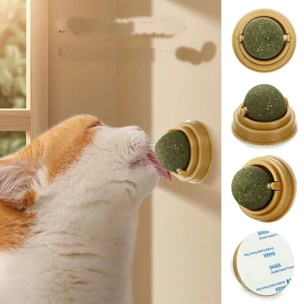Duvara Yapışan Dönen Nanesi Cat Oyun Topu Doğal Oyuncağı ürün görseli 1