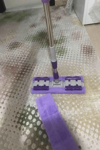 Teleskobik Cam Yer Tavan Silme - İstediğin Bezi Tak Kullan - 4 Mandallı -Yedek Bezli Mop Seti ürün görseli 1