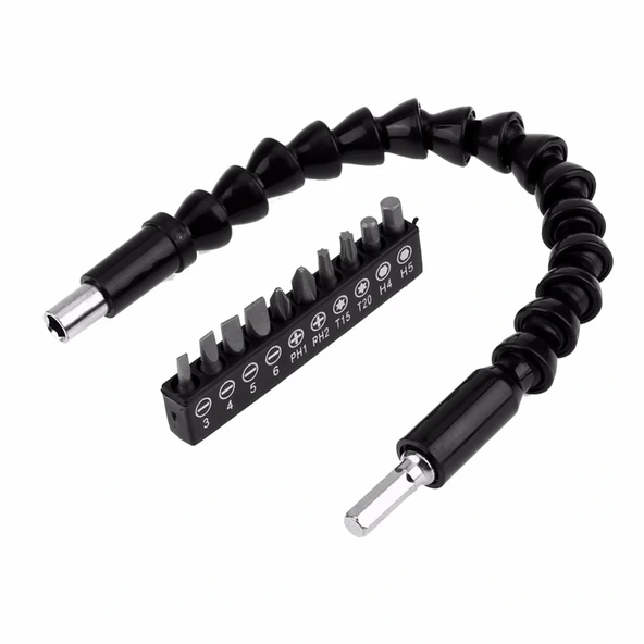 Matkap Ucu - Bükülebilir Oynar Vidalama Bits Uzatma Aparatı 30Cm - Komple Set ürün görseli 1