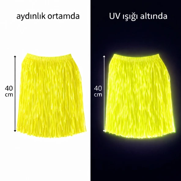 Neon Sarı Hawaii Parti Eteği 40 Cm ürün görseli 1