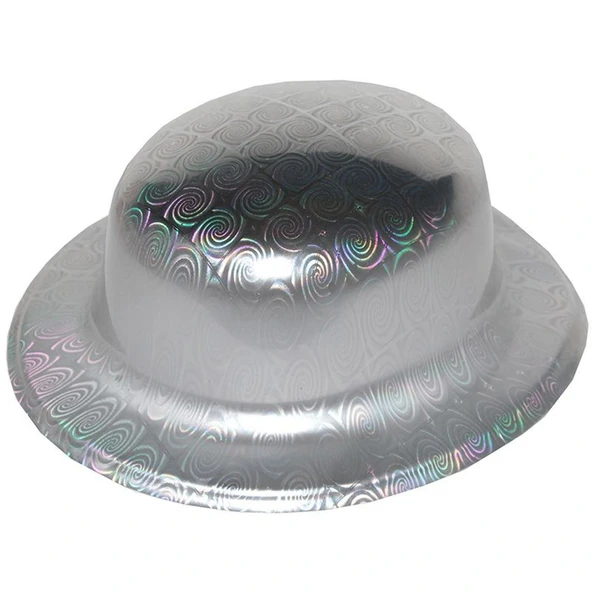 Gümüş Renk Hologramlı Plastik Yuvarlak Melon 27X24 Cm ürün görseli 1