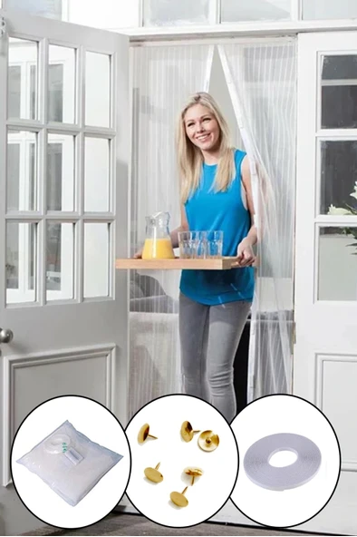 Mıknatıslı Manyetik Kapı Sinekliği Sineklik Tülü Perde (60Cm X 210Cm 2 Adet Tül) ürün görseli 1