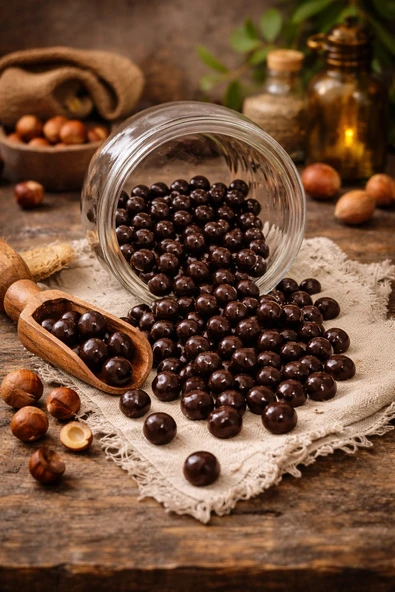 Çiçek Şekerleme Bitter Çikolatalı Fındık Draje 1 Kg ürün görseli 1