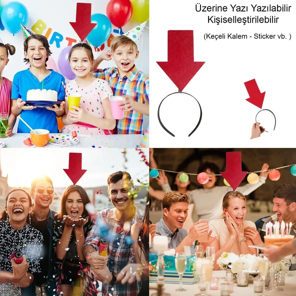 Kişiselleştirilebilir Ok Taç – Üzerine Yazı Yazılabilen Parti Tacı Kırmızı Renk ürün görseli 1