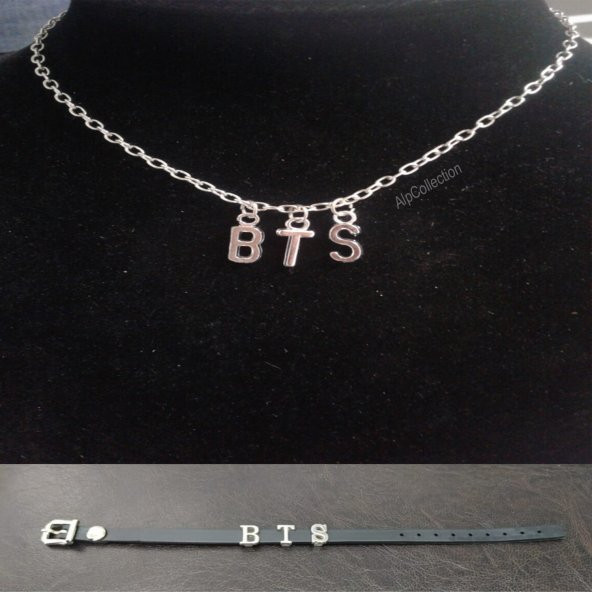 Gri Bts Army Harf Kolye Ve Deri Bileklik İkili Set Takı ürün görseli 1