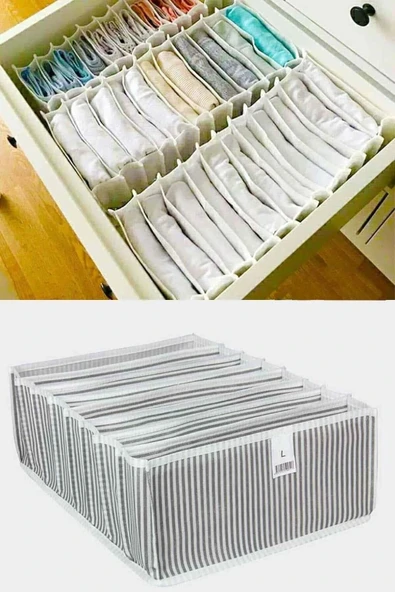 Akordiyon Çekmece Düzenleyici Organizer 8 Gözlü L Beden Çorap Çamaşır Havlu Düzenleyici ürün görseli 1