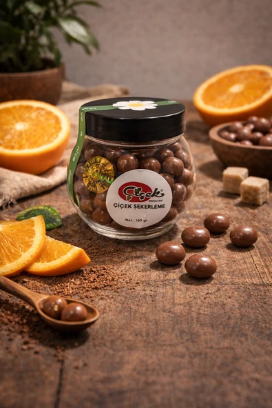 Çiçek Şekerleme Sütlü Çikolatalı Portakallı Draje -100 Gr ürün görseli 1