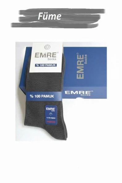 Emre Erkek Pamuklu Likralı Soket Çorap 361 - 12 Adet   Füme 40-44 ürün görseli 1