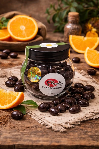 Çiçek Şekerleme Bitter Çikolatalı Portakallı Draje 100 Gr ürün görseli 1