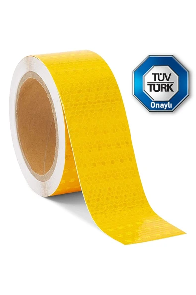Reflektörlü Reflektif Şerit Bant Tüvtürk Uyumlu C E1 Onaylı Bant Sarı - 1 Metre ürün görseli 1