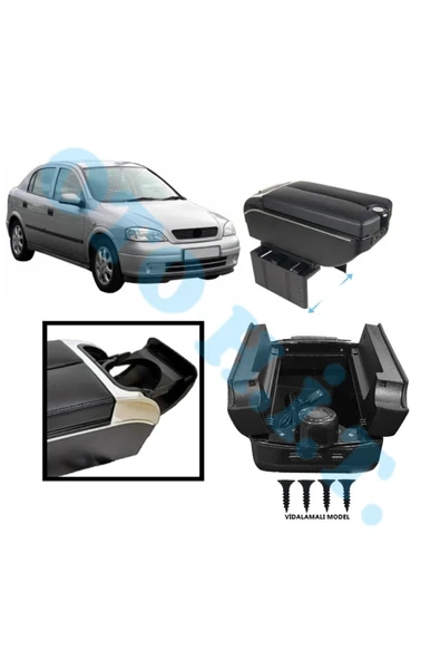 OTO H.İ.T. OPEL ASTRA G UYUMLU KOL DAYAMA KOLÇAK USB'Lİ BARDAKLIKLI ÇİFT AÇILIR SİYAH DERİ 1.SINIF KALİTELİ ürün görseli 1