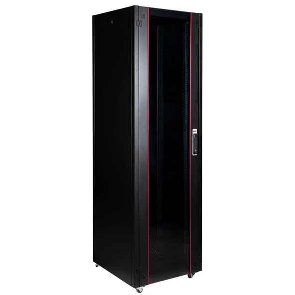 Lande 42U 600x600 Hyperline Dikili Tip Rack Kabinet (Siyah) (Ön Cam Kapak / Tekerlekli) ürün görseli 1