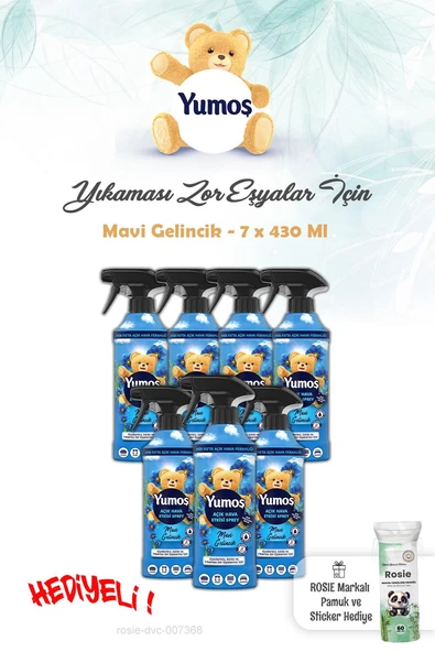 Yumoş 7 Adet Sprey 430 ml Mavi Gelincik Yıkanması Zor Eşyalar ve ROSIE ürün görseli 1